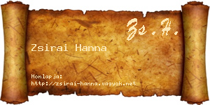 Zsirai Hanna névjegykártya